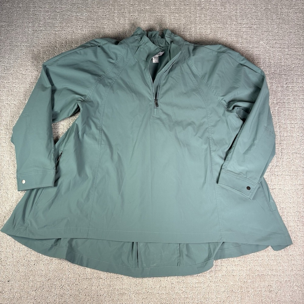 Athleta Advantage Poplin Jacket Size L Quarter Zip Sage Green Outdoor Utility
